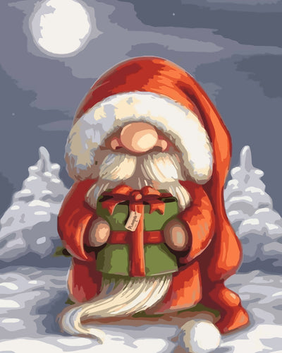 Christmas Dwarf Holding a Gift Diamond Painting