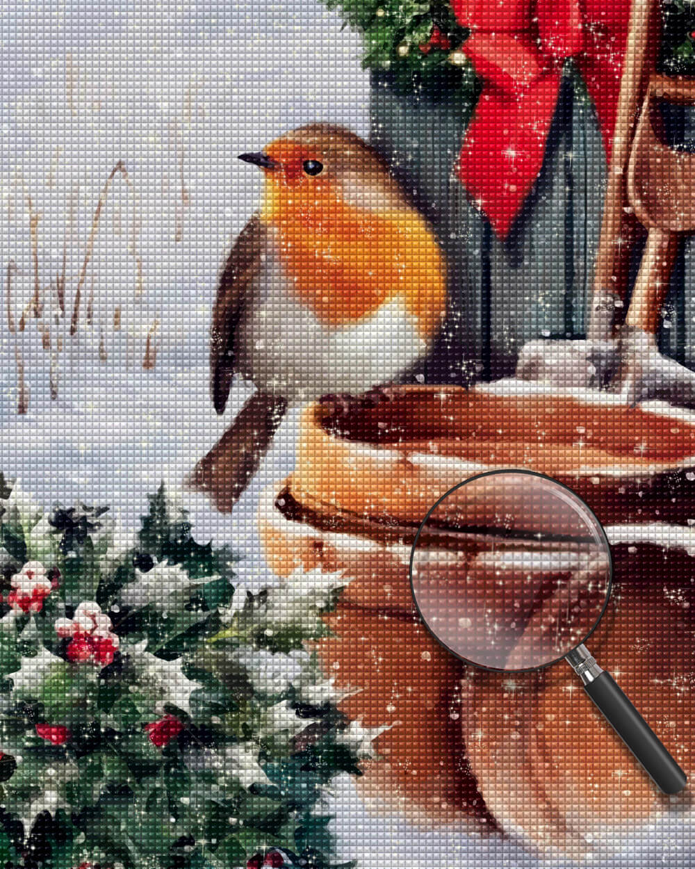 Christmas, Snow and Bird Diamond Painting