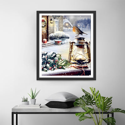Christmas Snowbird and Lamp Diamond Painting