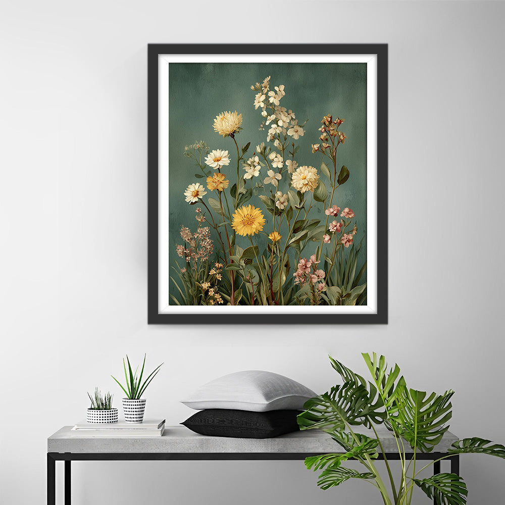 Chrysanthemums in the Autumn Leaves Diamond Painting