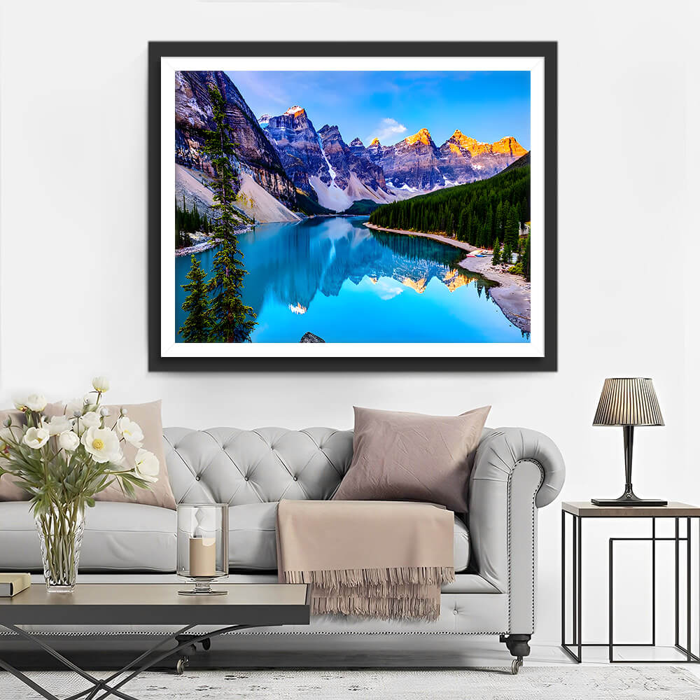 Clear Lake Surrounded by Mountains Diamond Painting