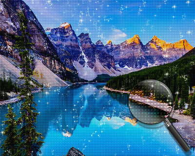 Clear Lake Surrounded by Mountains Diamond Painting