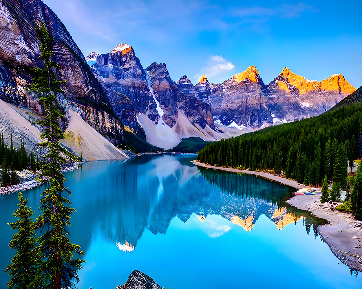 Clear Lake Surrounded by Mountains Diamond Painting