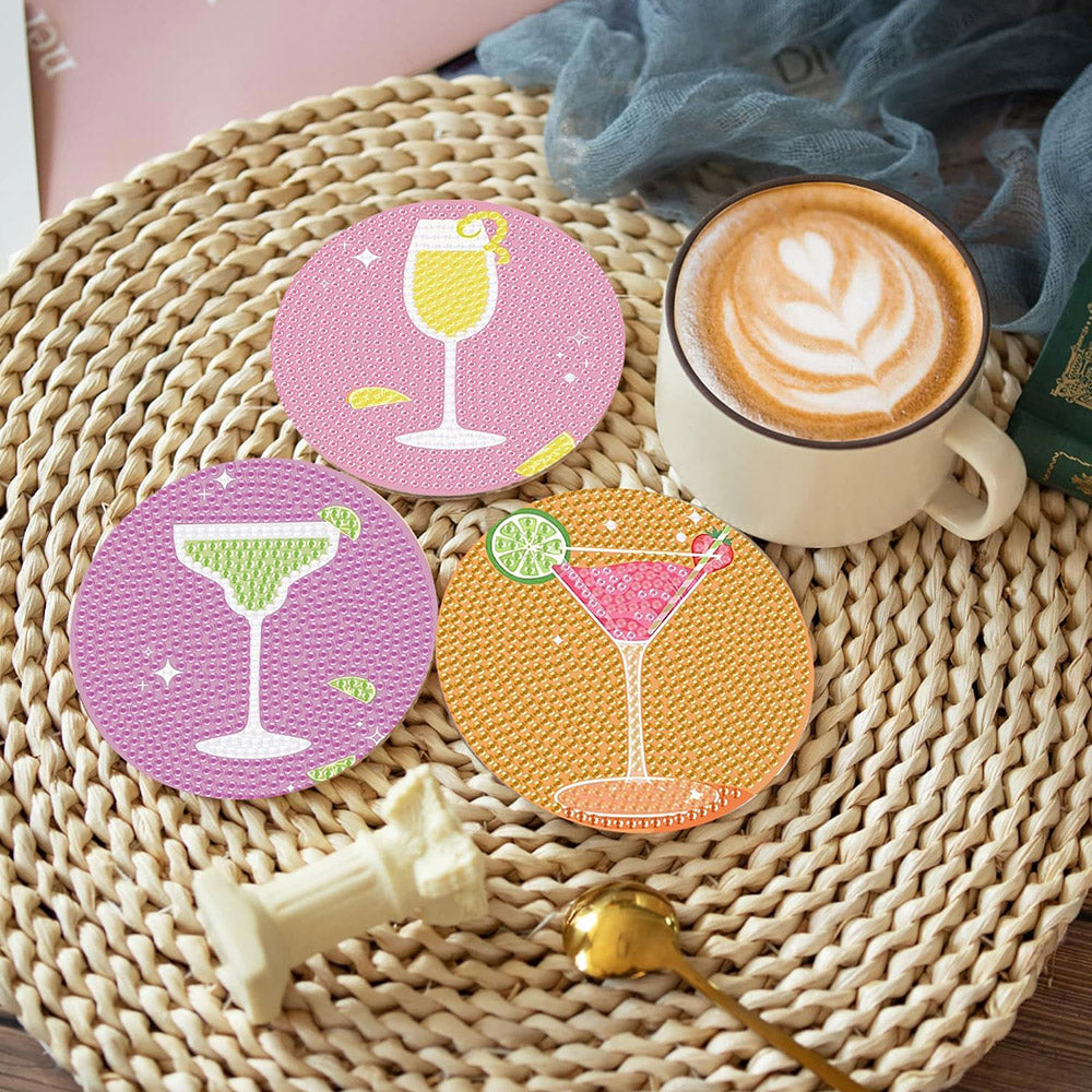 Cocktails in Various Flavors Diamond Painting Coasters 8Pcs