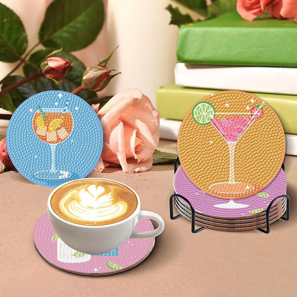 Cocktails in Various Flavors Diamond Painting Coasters 8Pcs