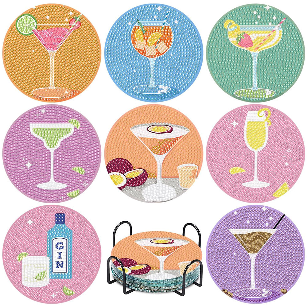 Cocktails in Various Flavors Diamond Painting Coasters 8Pcs