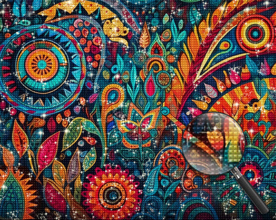 Colorful Abstract Leaf Pattern Diamond Painting