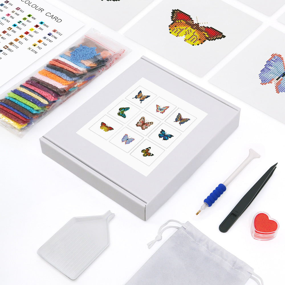 Colorful Butterflies 9Pcs - Mini Diamond Painting Kit
