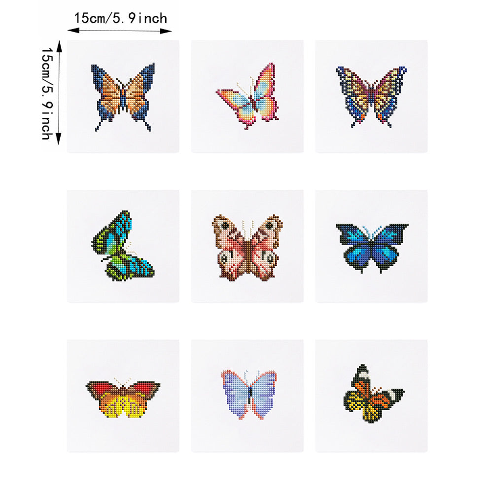 Colorful Butterflies 9Pcs - Mini Diamond Painting Kit