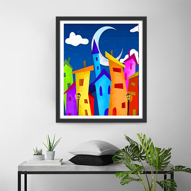 Colorful Cartoon Buildings Diamond Painting