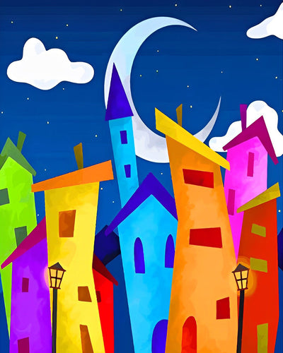 Colorful Cartoon Buildings Diamond Painting