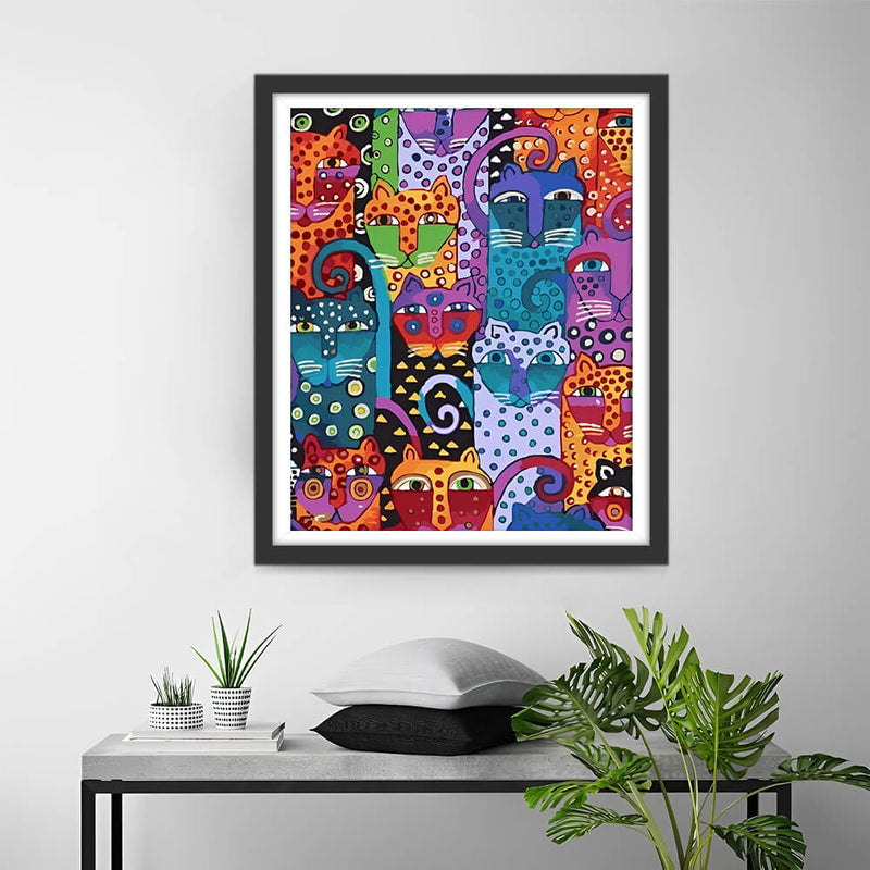 Colorful Cartoon Cats Diamond Painting