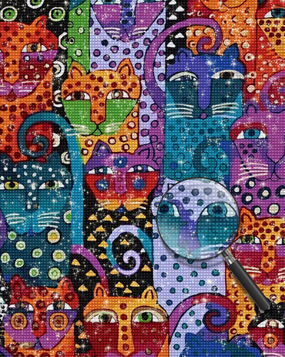 Colorful Cartoon Cats Diamond Painting