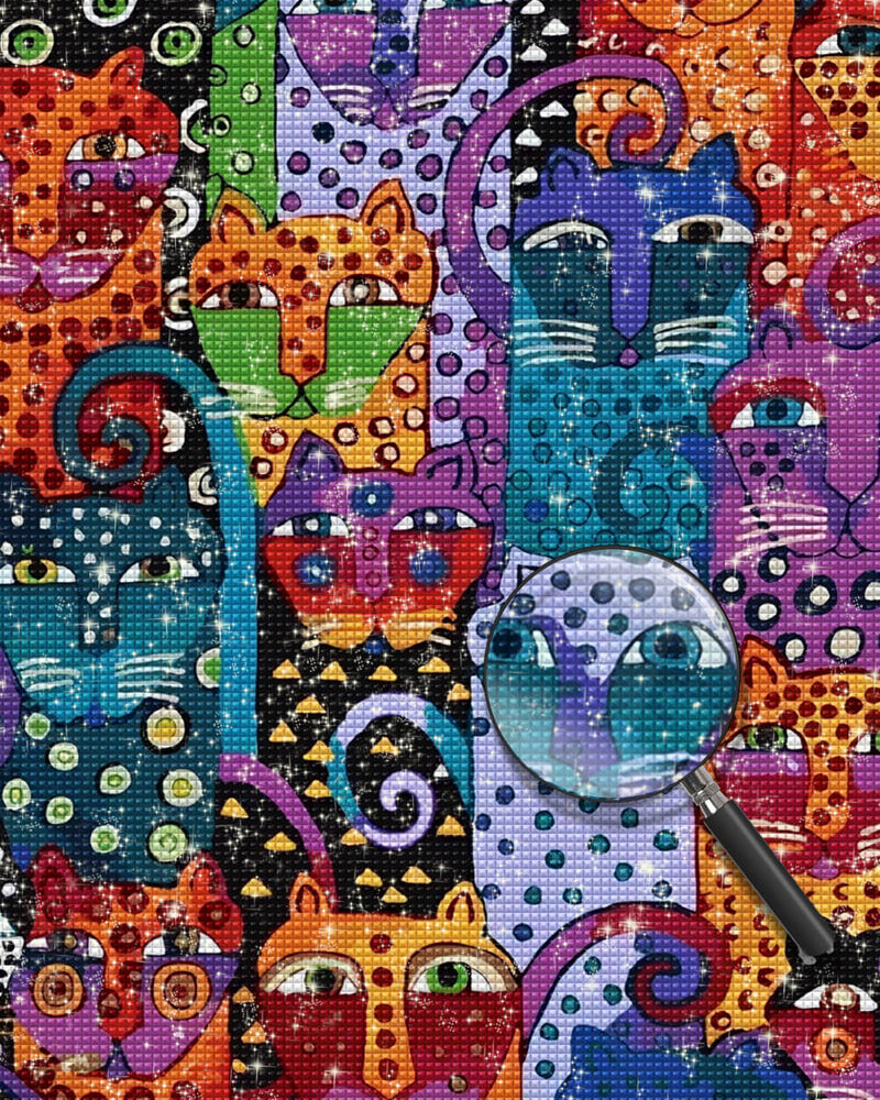 Colorful Cartoon Cats Diamond Painting