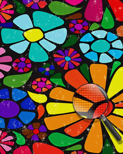 Colorful Cartoon Chrysanthemums Diamond Painting