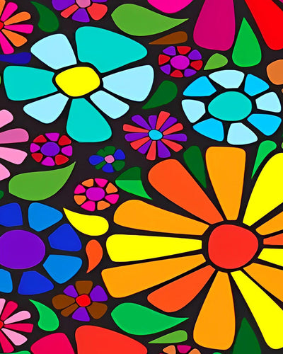 Colorful Cartoon Chrysanthemums Diamond Painting