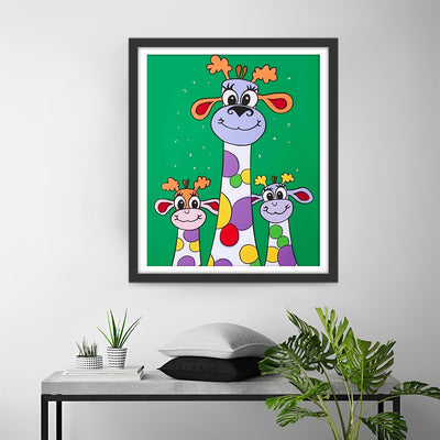 Colorful Cartoon Giraffes Diamond Painting 