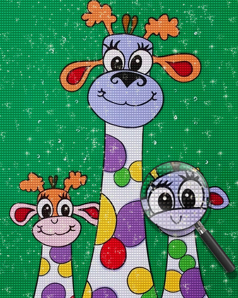 Colorful Cartoon Giraffes Diamond Painting 