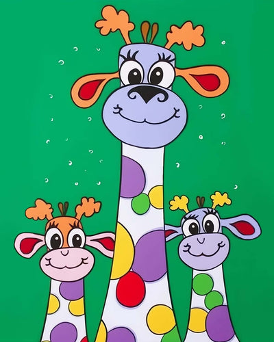 Colorful Cartoon Giraffes Diamond Painting 