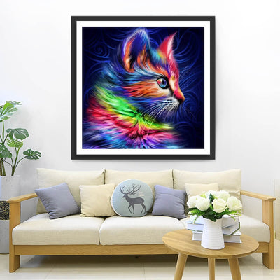 Colorful Cat in the Dark Diamond Painting