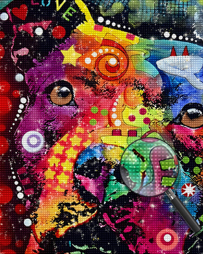 Colorful Dog in Pop Art Style Diamond Painting