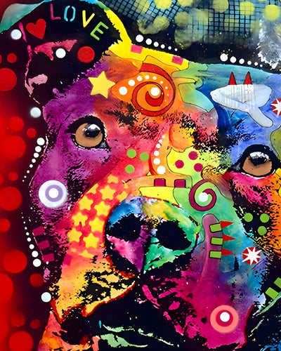 Colorful Dog in Pop Art Style Diamond Painting