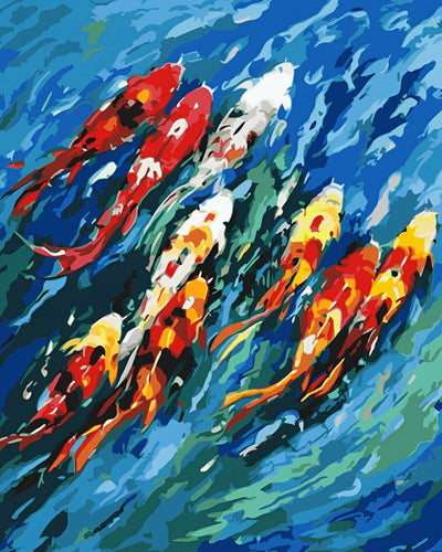 Colorful Fish in Blue Water Diamond Painting
