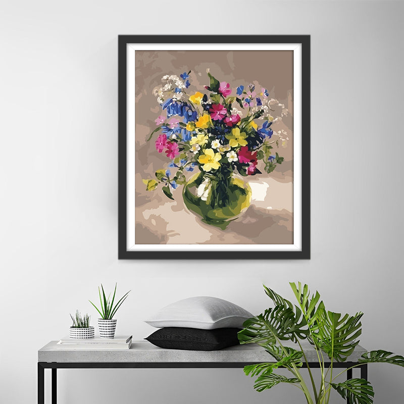 Colorful Flower Bouquet in Glass Vase Diamond Painting
