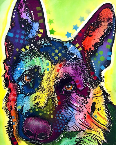 Colorful German Shepherd Dog Diamond Painting