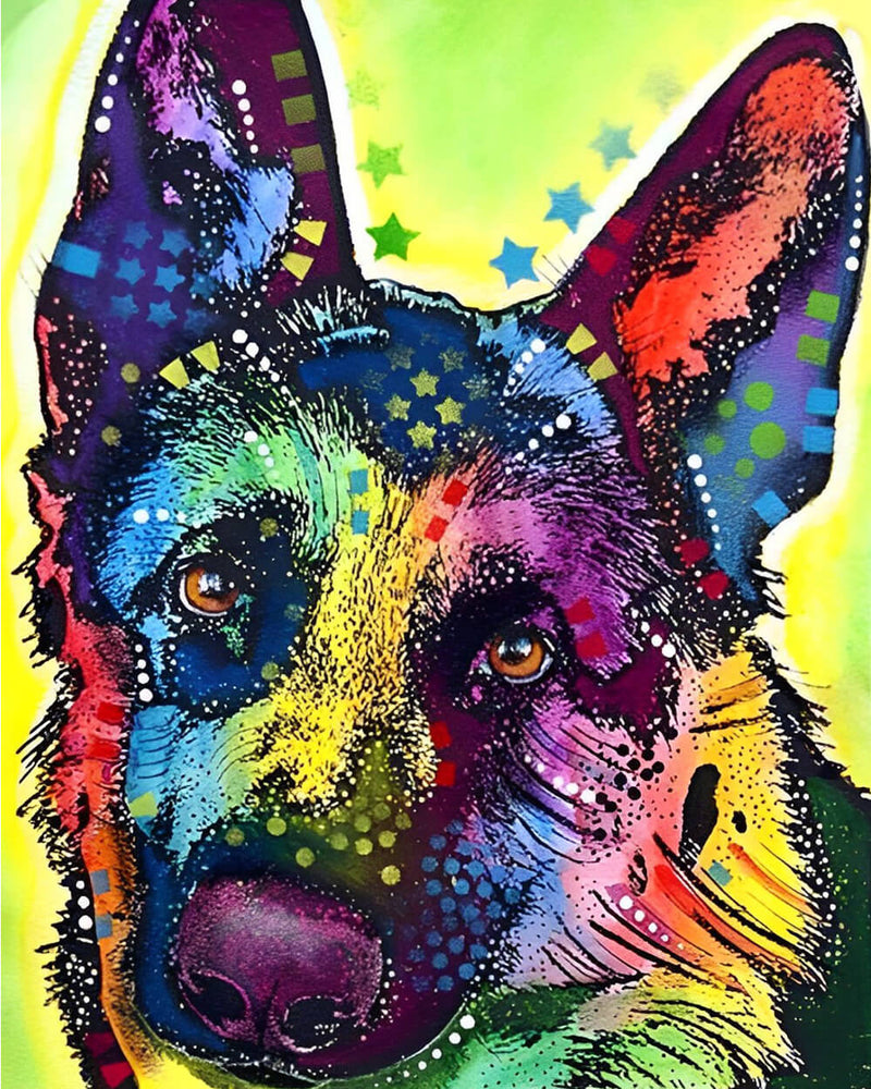 Colorful German Shepherd Dog Diamond Painting