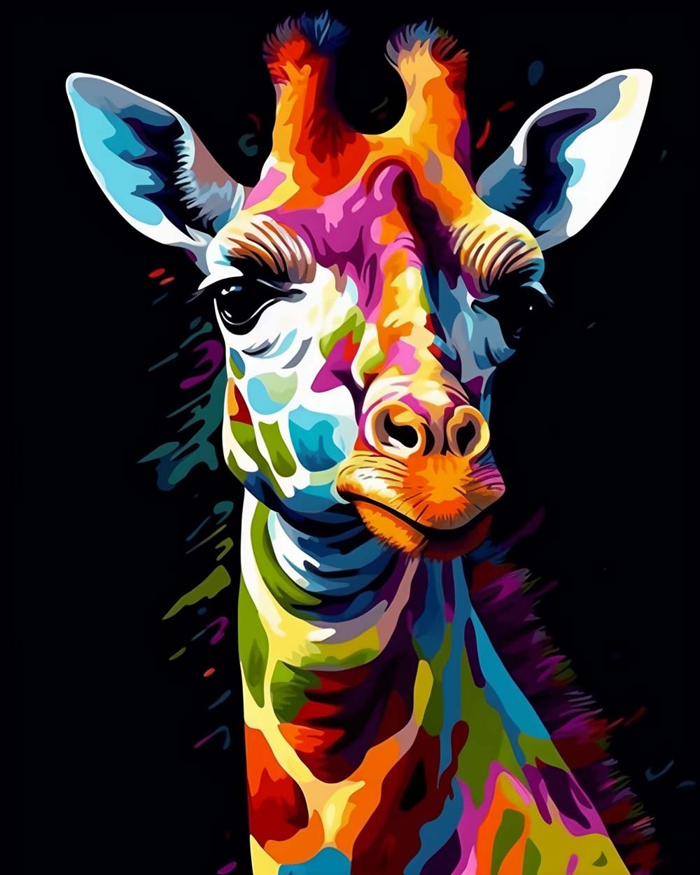 Colorful Giraffe in the Dark Diamond Painting