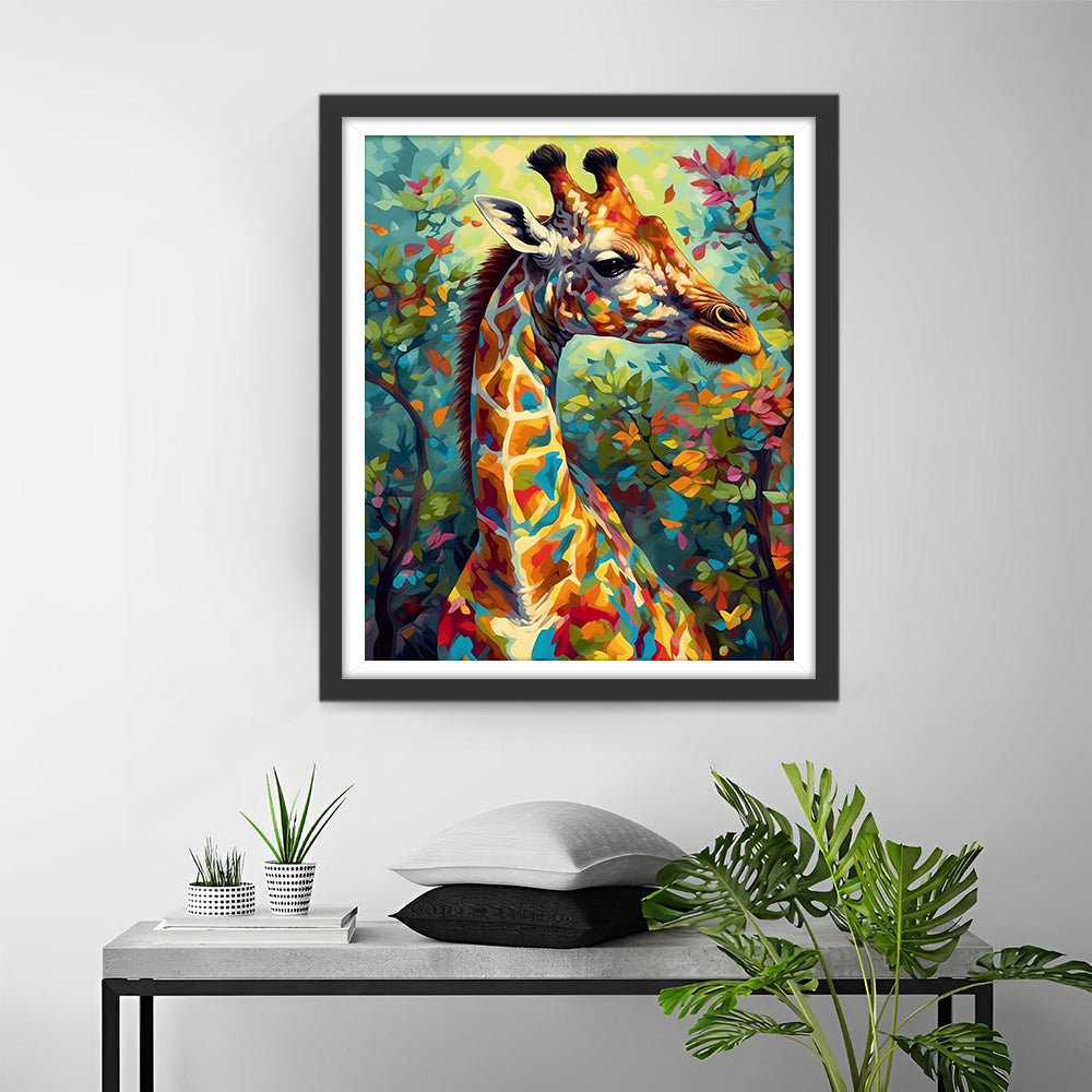 Colorful Giraffe in the Forest Diamond Painting