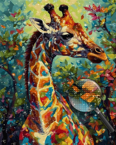Colorful Giraffe in the Forest Diamond Painting