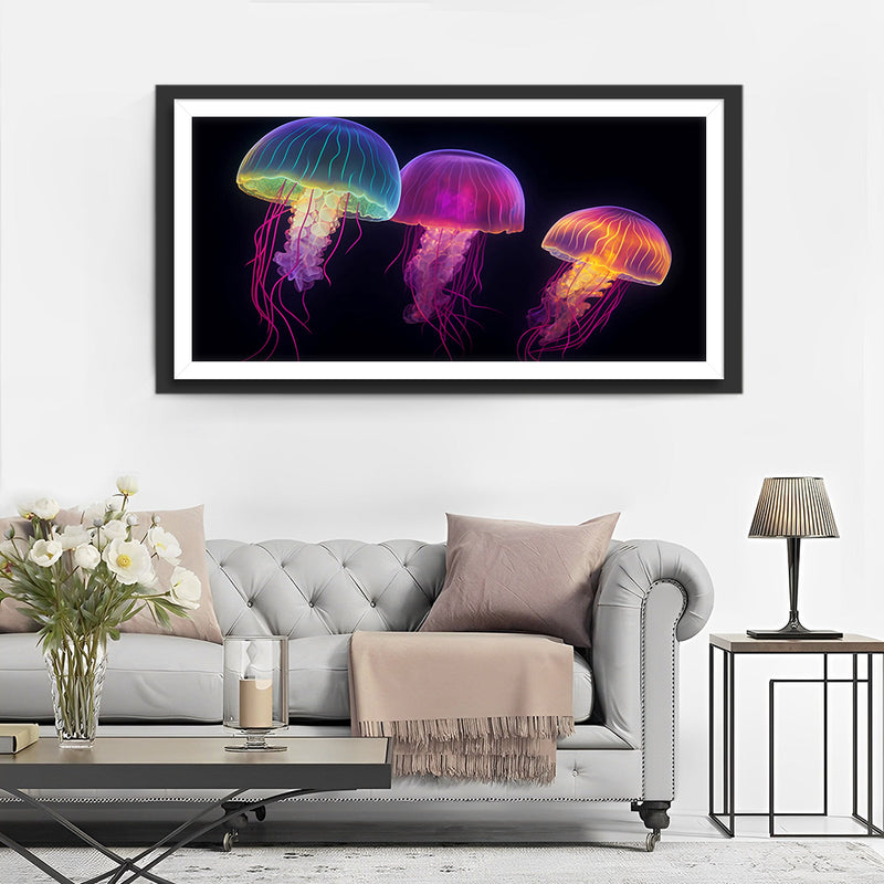 Colorful Glowing Jellyfish Diamond Painting