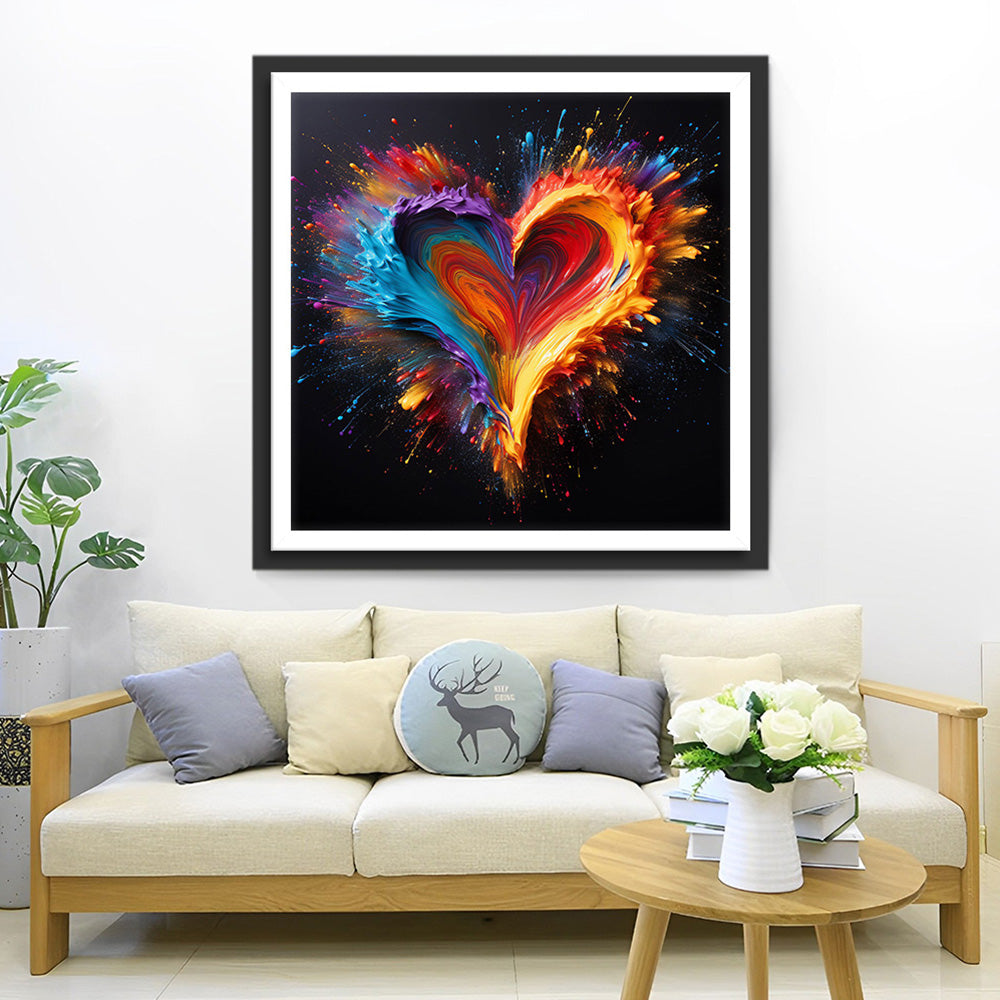 Colorful Heart in the Dark Diamond Painting