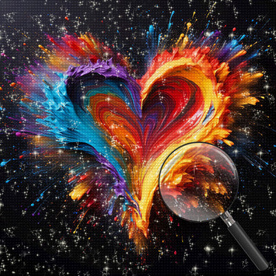 Colorful Heart in the Dark Diamond Painting