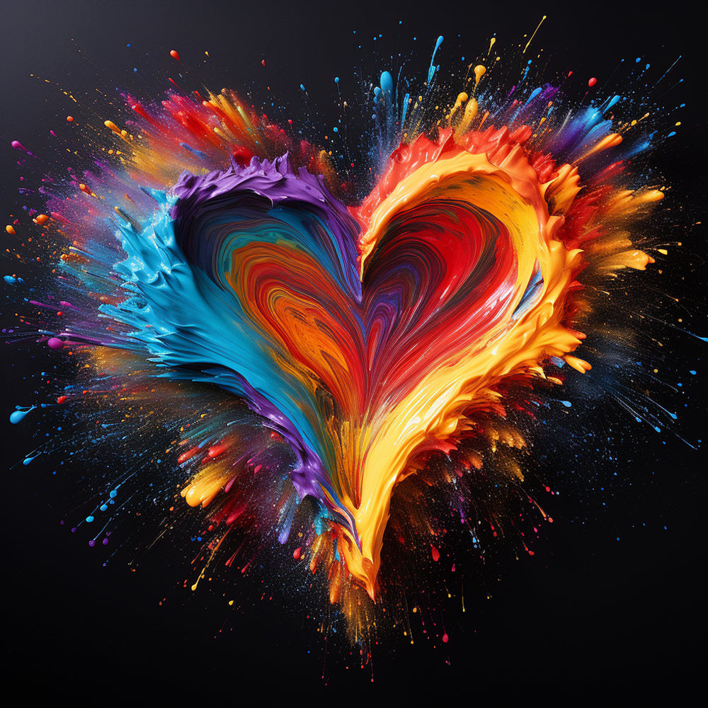 Colorful Heart in the Dark Diamond Painting