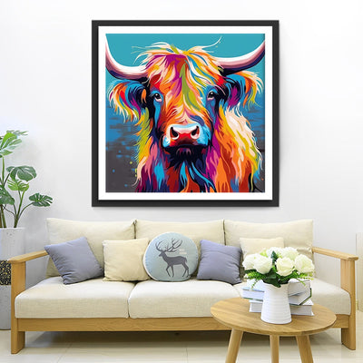 Colorful Highland Cattle Diamond Painting