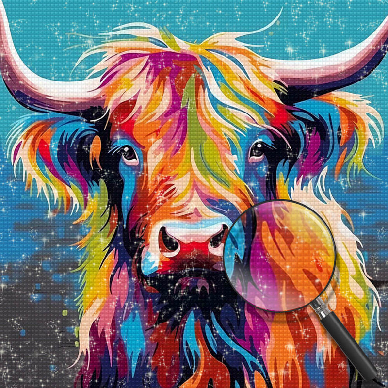 Colorful Highland Cattle Diamond Painting