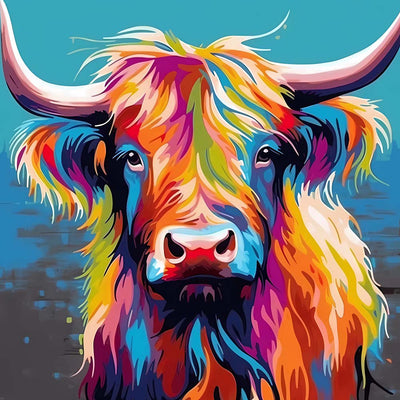 Colorful Highland Cattle Diamond Painting