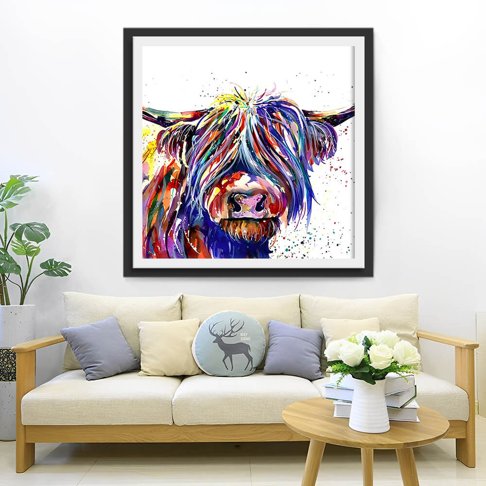 Colorful Highland Cow Diamond Painting