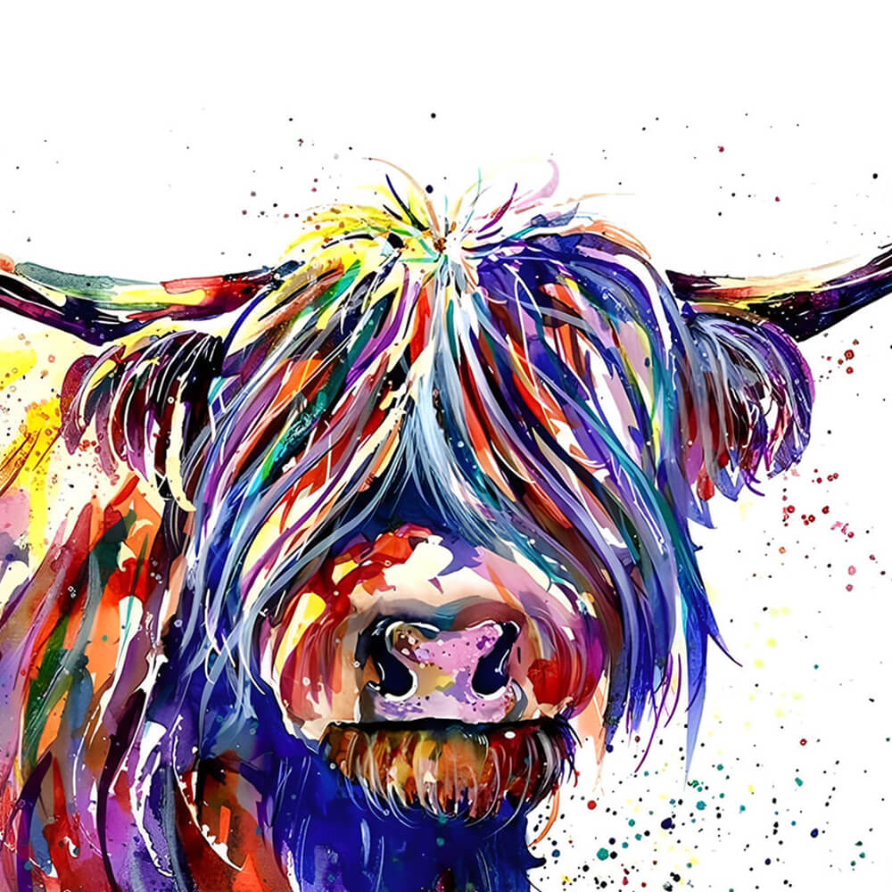 Colorful Highland Cow Diamond Painting