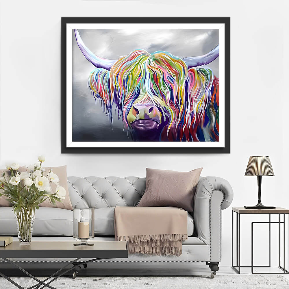 Colorful Highland Cow Hair Diamond Painting