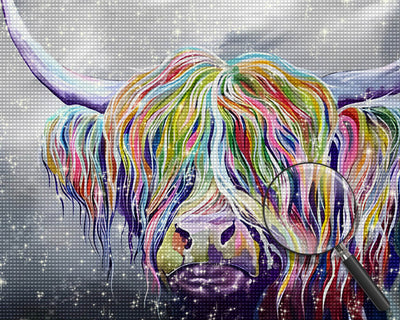 Colorful Highland Cow Hair Diamond Painting