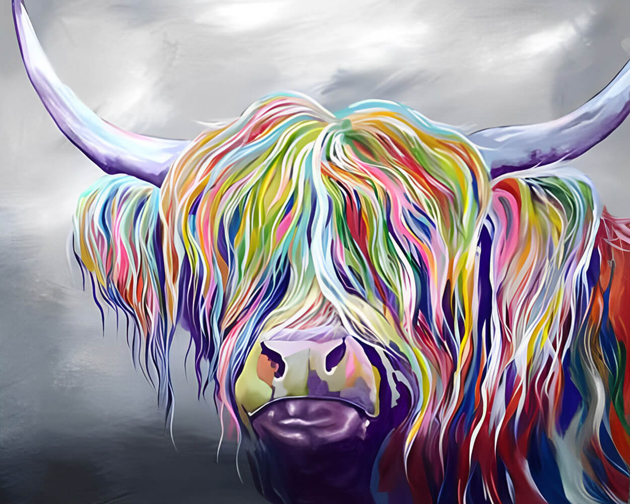 Colorful Highland Cow Hair Diamond Painting