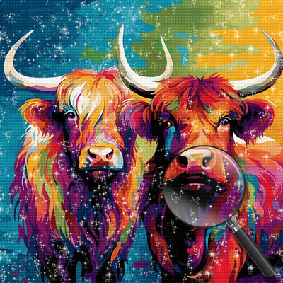 Colorful Highland Cow Pop Art Diamond Painting
