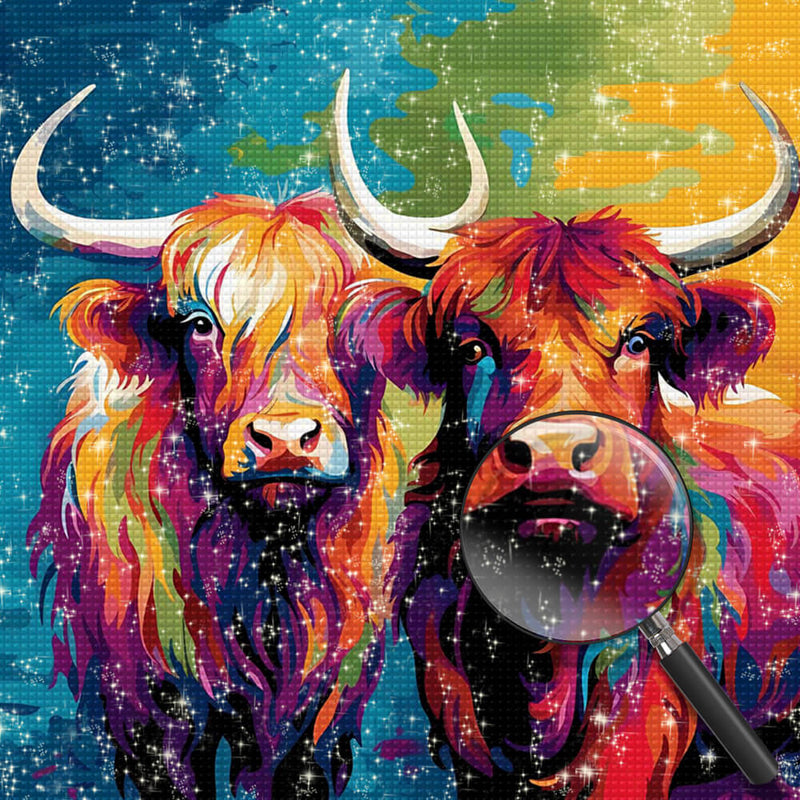 Colorful Highland Cow Pop Art Diamond Painting