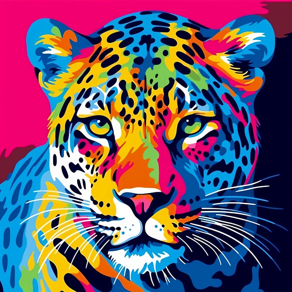 Colorful Leopard Head Diamond Painting