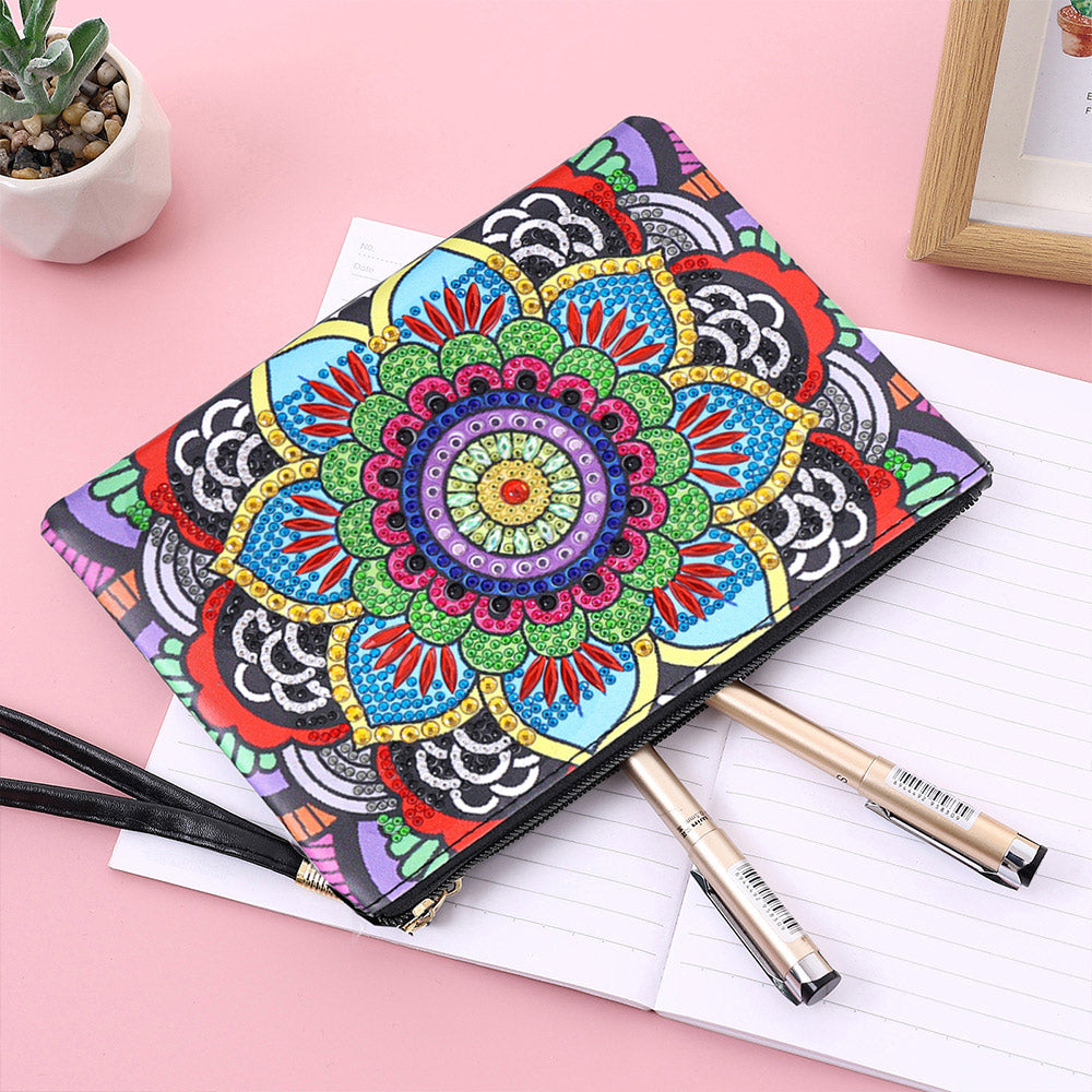 Colorful Lotus Mandala Diamond Painting Wrist Bag