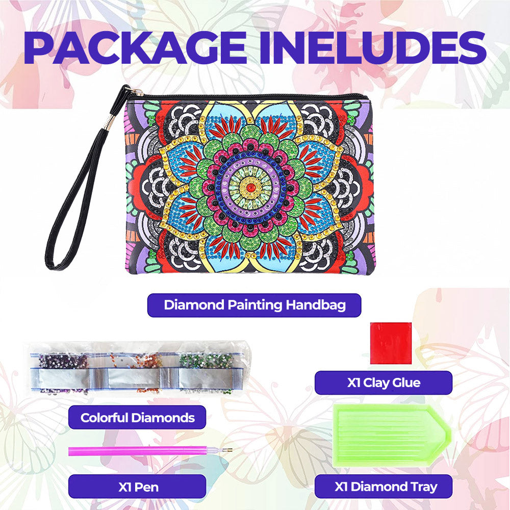 Colorful Lotus Mandala Diamond Painting Wrist Bag